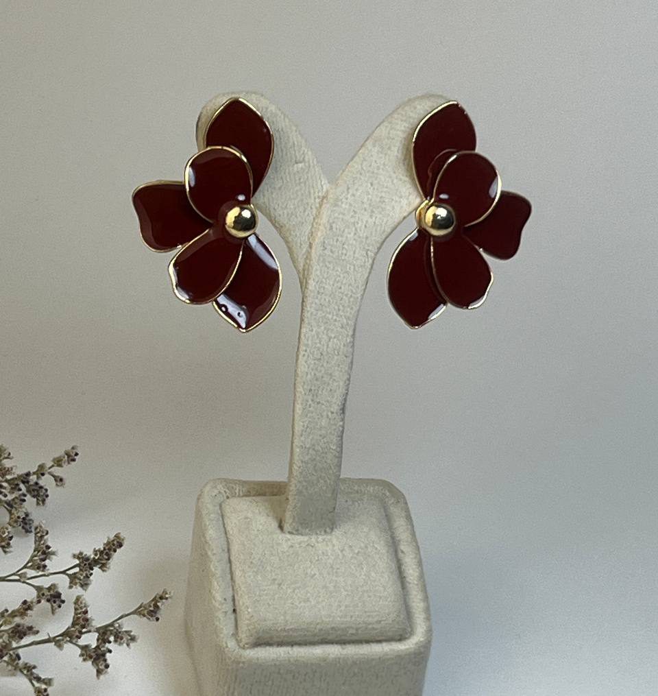 گوشواره میناکاری طرح نیم گل